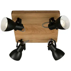 Deckenleuchte Spotleuchte Schwenkbar GU10 35 W schwarz Holz-Metall Briloner