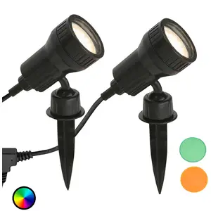 2er Set - LED-Erdspießleuchte Terra m. Farbfiltern