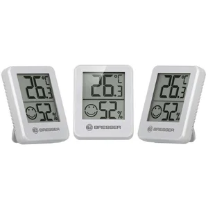 BRESSER Hygrometer ClimaTemp Thermo-Hygro Indikator 3er Set weiß