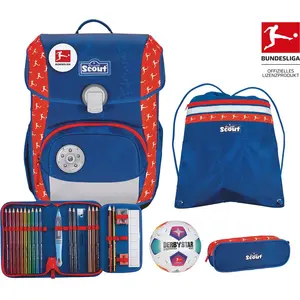 Scout Schulranzen Exklusiv Bundesliga Neo Set 4-teilig Bundesliga blau