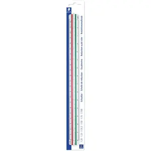 Staedtler, Lineal, Dreikant-Massstab Mars 561 98-2BK, weiss aus Kunststoff, farbige Hohlkehlen, geprägte Teilung (33 cm, Kunststoff) günstig