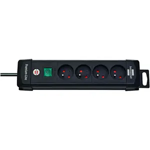 Brennenstuhl, Verlängerungskabel, Premium elektros tiekimo linija 4 lizdai su 1.8 m juodu (1951144100) (1.80 m, Typ 15) günstig