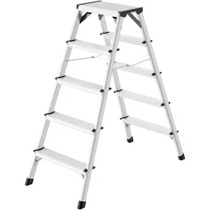 Hailo, Leiter + Gerüst, D60 StandardLine, Alu-Sicherheits-Doppelstufenleiter, 2 x 5 Stufen (Trittleiter, 265 cm)