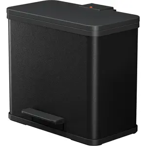 Hailo Öko trio Plus L Tret-Mülltrenner - freistehender 3 x 9 Liter Dreifachmülleimer aus Stahlblech - Mülltrennsystem mit soft close Deckel - 3-fach Abfalltrenner für die Küche - Schwarz günstig