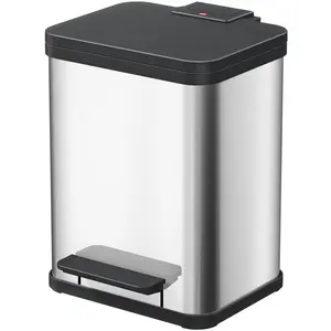 Hailo Öko duo Plus M Tret-Mülltrenner - freistehender 2 x 9 Liter Doppelmülleimer aus Edelstahl - Mülltrennsystem mit soft close Deckel - 2-fach Abfalltrenner für die Küche günstig