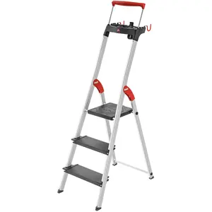 Hailo, Leiter + Gerüst, L100 TopLine, Alu-Sicherheits-Stehleiter, 3 Stufen (Stehleiter, 70 cm)