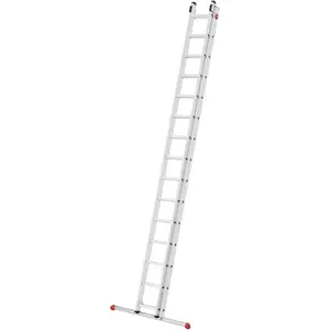 Hailo, Leiter + Gerüst, S80 ProfiStep duo, Aluminium-Schiebeleiter 2-teilig, 2x15 Sprossen (Regalleiter, 427 cm)