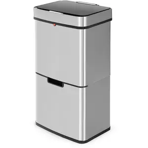 Hailo Öko Vario XL - Mülltrenner - Vollautomatische Deckelöffnung durch Sensortechnik - 50 Liter - Edelstahl, Kunststoff günstig