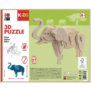 Marabu Holzartikel 3D Puzzle, Elephant (27 Teile)