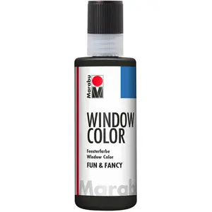 Marabu, Künstlerfarbe + Bastelfarbe, Fensterfarbe fun & fancy 073 80 ml, Schwarz (80 ml)