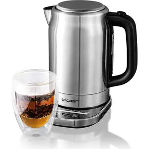 Cloer 4459 Touch-Wasserkocher 1,7 l mit Kalkfilter, Basis mit Glasober...