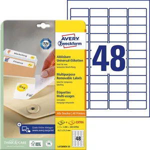 AVERY Zweckform Etiketten L4736REV-25 weiß 45,7 x 21,2 mm - 1.440 Stück günstig