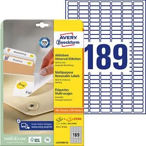 AVERY Zweckform Etiketten L4731REV-25 weiß 25,4 x 10,0 mm - 5.670 Stück günstig