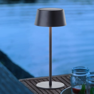 BRILLIANT schwarze Solar Außentischleuchte PICCO | aufladbar über Sola...