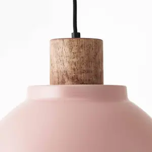 Brilliant Pendelleuchte Erena mit Holzdetail, hellpink günstig