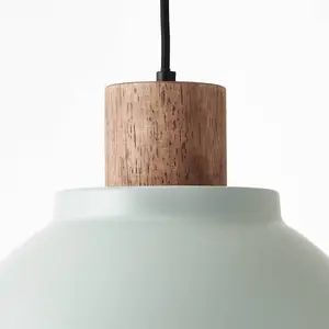 Brilliant Pendelleuchte Erena mit Holzdetail, hellgrün günstig