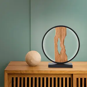 Brilliant LED-Tischlampe Chaumont, Länge 25,8 cm, schwarz/holz hell günstig