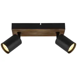 Brilliant Wandleuchte Jello Wood, schwarz/holz zweiflammig günstig