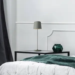 LED-Akku-Tischlampe Kaami, dimmbar, grau matt