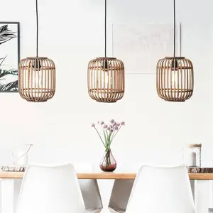Brilliant Hängelampe Woodrow, Länge 105 cm, holz hell, 3-flg., Bambus günstig