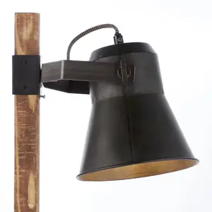 Brilliant Tischleuchte Plow, schwarz/holz dunkel günstig