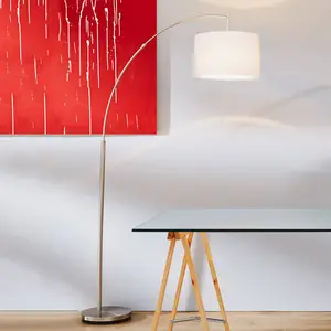 Brilliant Stehleuchte Clarie, weiß, eisenfarben, 180 cm, Stoff/Metall günstig