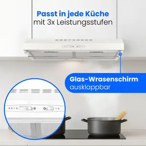 Bomann® Dunstabzugshaube 60cm Unterbau | Umluft und Abluft | inkl. Filter und Befestigungsmaterial | LED-Beleuchtung | 3 Stufen | DU 623.3 weiß günstig
