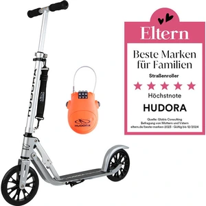HUDORA BigWheel® Crossover 205, Scooter silber inkl. Kabelschloss Bund...