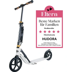 HUDORA BigWheel Style 230 Scooter - weiß - Aluminium-Roller mit großer...