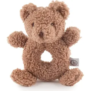 Bieco Kuscheltier Bär Mika mit Rassel | Teddybär aus Bouclé | Baby Plü...