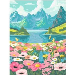 Ravensburger CreArt, Malen nach Zahlen Adults Premium - Blumenmeer am Bergsee