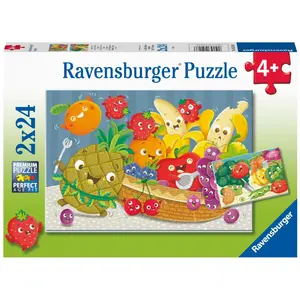 Ravensburger Kinderpuzzle - Freche Früchte - 2x24 Teile Puzzle für Kinder ab 4 Jahren (24 Teile)