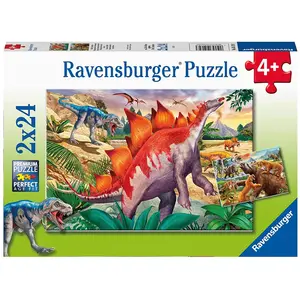 Ravensburger Puzzle Wilde Urzeittiere 2x24 Teile, 26x18 cm, ab 4 Jahren (24 Teile)