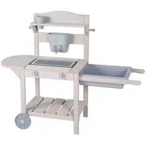 roba Kinder Spielküche aus FSC-Holz - Mobile Matschküche BBQ mit Rolle... günstig