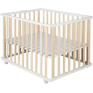 roba Spielzaun faltbar Baby 75x100 cm mit Rollen aus Holz Zweifarbig... günstig