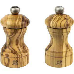 Peugeot BISTRO Duo Zirlion Salz- und Pfeffermühle Olivenholz 10cm, Pfeffermühle + Salzmühle, Braun