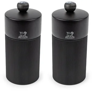 PEUGEOT Salz-/Pfeffermühle Mühlenset NIGHT CHIC 12cm Schwarz Aluminium Pfeffermühle Salz Trichter
