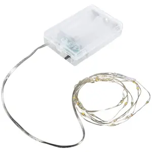 Rayher Mini LED-Lichterkette mit Draht und Timer, warmes Lichtgelb, 130 cm, 20 L