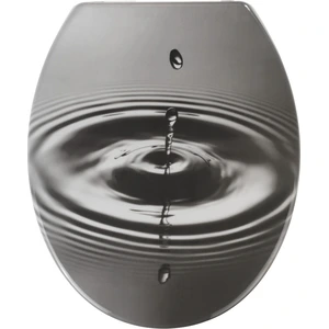 WENKO WC Sitz Toiletten Deckel Klo Absenkautomatik Toilettensitz Waterdrop Grau günstig