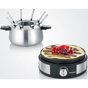Severin Fondueset mit Crêpes-Maker, Edelstahl-Schwarz, inkl. 8 spülmas... günstig
