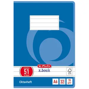 Herlitz, Heft + Block, Oktavheft x.book, DIN A6, liniert, 70 g/qm, 32 Blatt (A6, Liniert)