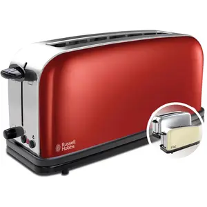 Russell Hobbs Colours+ Toaster, Rot, Langschlitz, Edelstahl, 21391-56