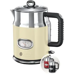 Russell Hobbs Wasserkocher, 1,7 l, 2400W, Creme und polierter Edelstah...