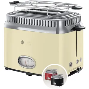 Russell Hobbs Retro Toaster, Creme, 2-Scheiben, 1300 Watt, Edelstahl