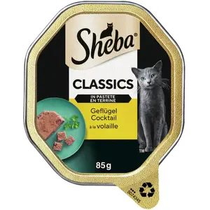 Sheba Classics Pastete für erwachsene Katzen - Feines Nassfutter mit zarter Pasteten-Konsistenz in der praktischen 85 g Schale.