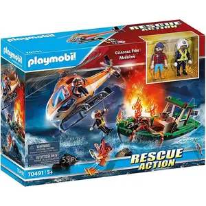 PLAYMOBIL Rescue Action Coastal Fire Mission, Spielzeugfigurenset, 5 J...
