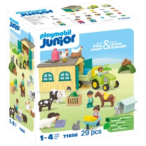 PLAYMOBIL Junior 71656 JUNIOR: Bauernhof-Abenteuer mit Traktor, Anhäng...