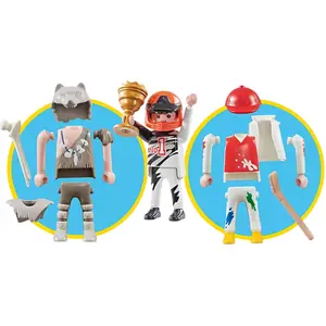 PLAYMOBIL 9854 3in1 Figur Rennfahrer, Hockeyspieler, Urzeitmensch (Folienverpackung)