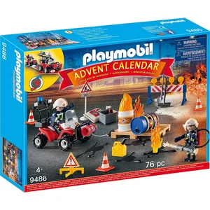 PLAYMOBIL, Adventskalender "Feuerwehreinsatz auf der Baustelle", 9486