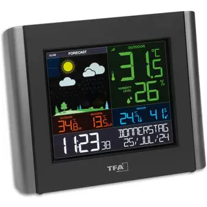 TFA VIEW METEO Funk-Wetterstation, Wetterstation, Grau, Schwarz